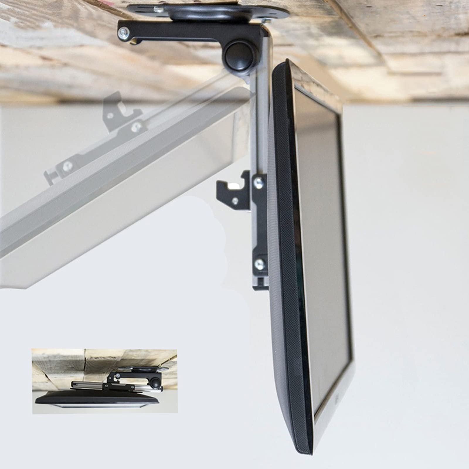 tv Stand Staffa della TV a soffitto pieghevole da 17 "-37" Rotazione di inclinazione Gancio TV a soffitto a soffitto a soffitto fisso Base di montaggio con max VESA 200x200mm, contiene fino a 44 libbr