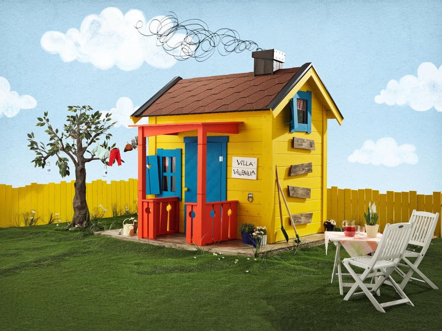 OutdoorToys Spielhaus Villa Kunterbunt aus Holz - Buntes Garten-Spielhaus für Kinder
