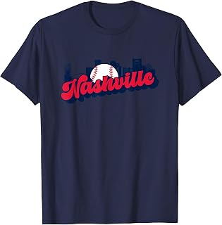 Nashville Baseball Vintage City Skyline Retro Baseball Lover T-Shirt