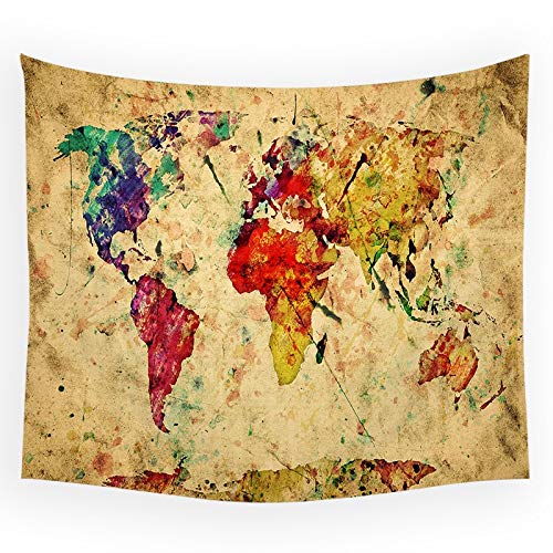 KHKJ Carte du Monde Tapisserie Murale Shabby Chic tenture Murale Couverture Touristique Paysage Carte décor décorations pour la Maison Chambre Tapisserie A21 95x73 cm