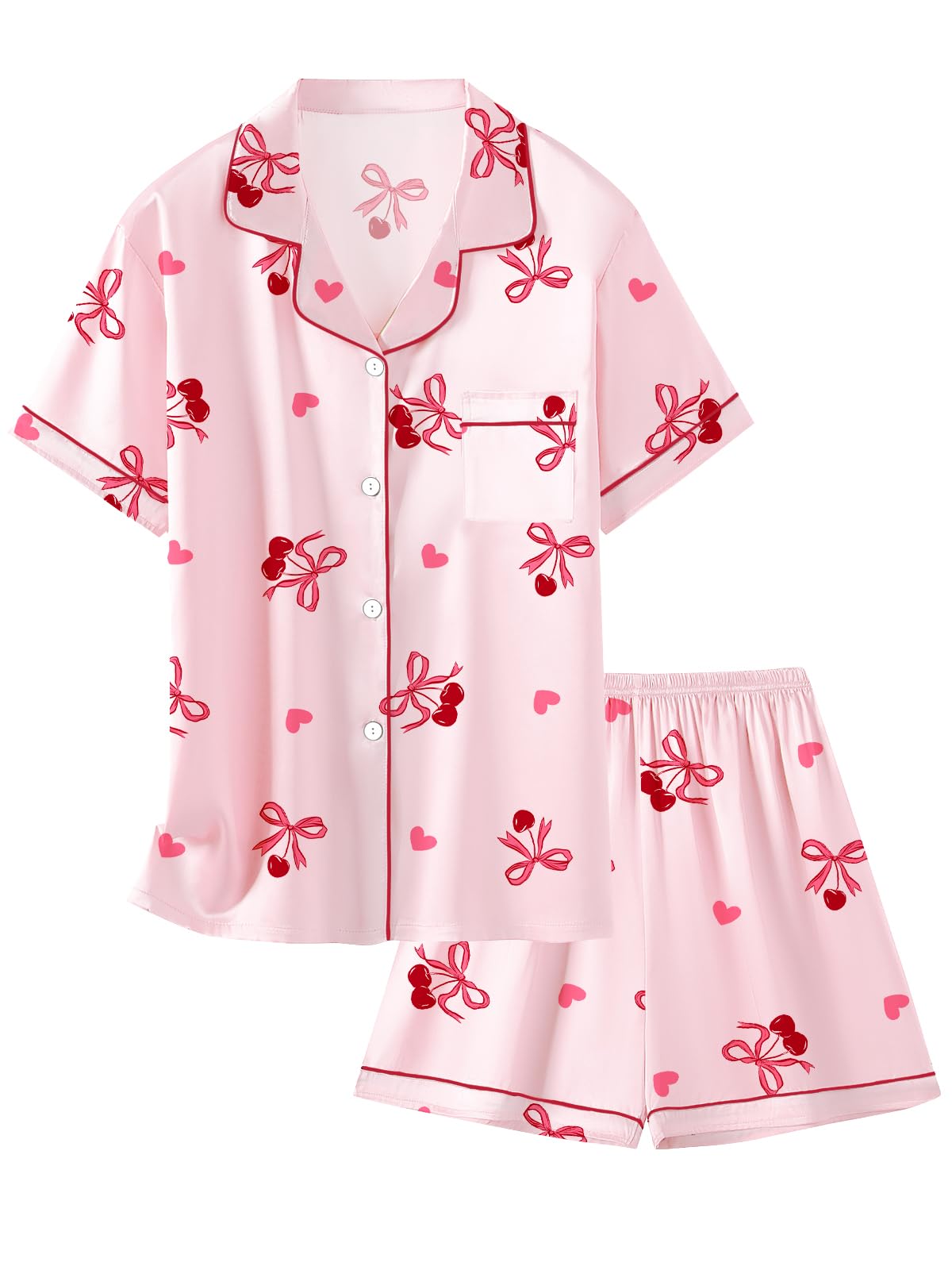 Girls &amp; Womens Satin Pajamas Set, Silk Button-Down Sleepwear 2 Piece Nightwear, 3 Years - Women XXL