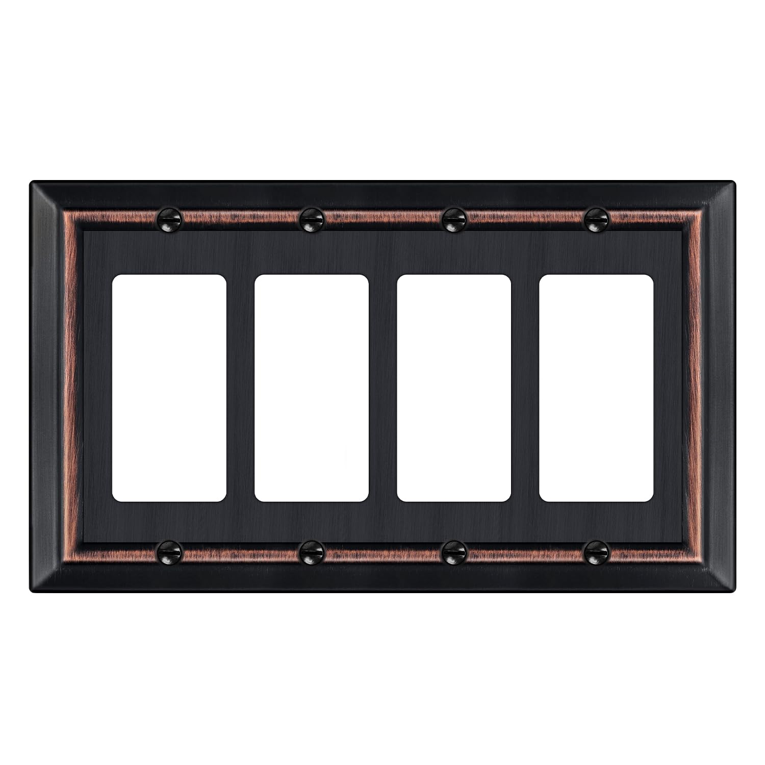 Dyekou Metal Wall Plate for Electrical Outlets, Decorative Aged Bronze Switch Plates Outlet Cover, Light Switch Cover Plate, 4-Gang Wall Plates (Quad