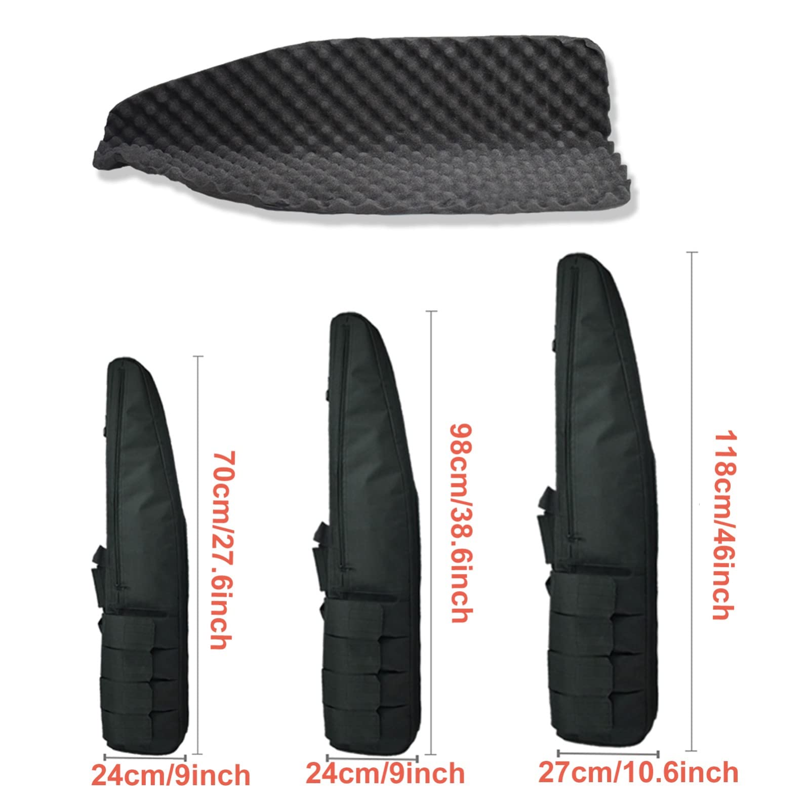 Funda Blanda para Rifle Acolchado, Bolsa de pistola táctica escopeta y estuche de rifle, Estuche de Pistola a Prueba de Golpes con correa para el hombro, longitud disponible en 70 cm/98 cm/118 cm