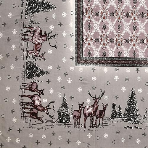 Image of 240 TC 100% Cotton Bedsheet for Double Bed King Size with 2 Pillow Covers | Breathable & Super Soft Rajasthani Sanganeri Jaipuri Printed Bed Sheet -108 * 108 Inches (Deer 1)