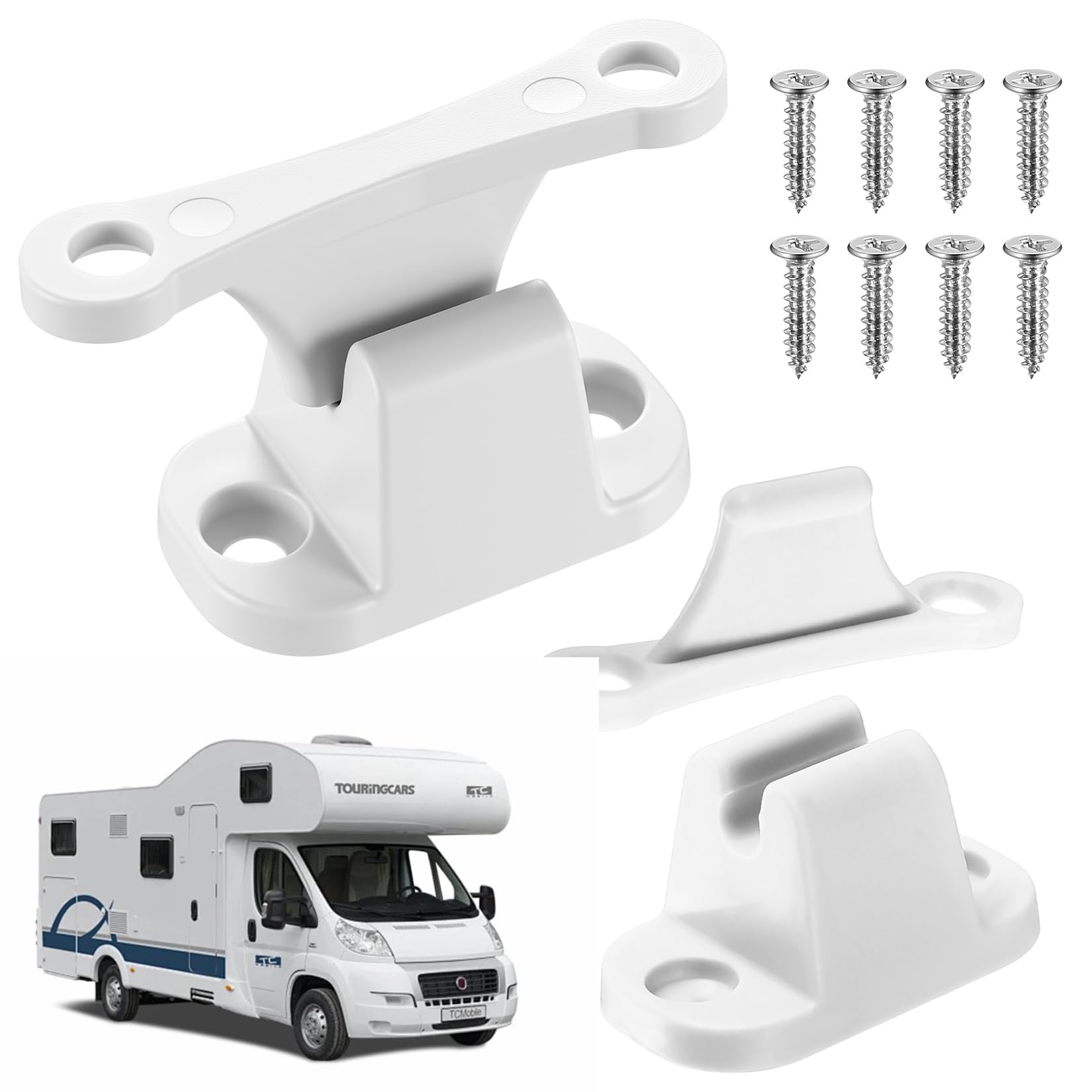 Zhujiehigh 2 Pairs Heavy Duty T-Shape Door Catch, White