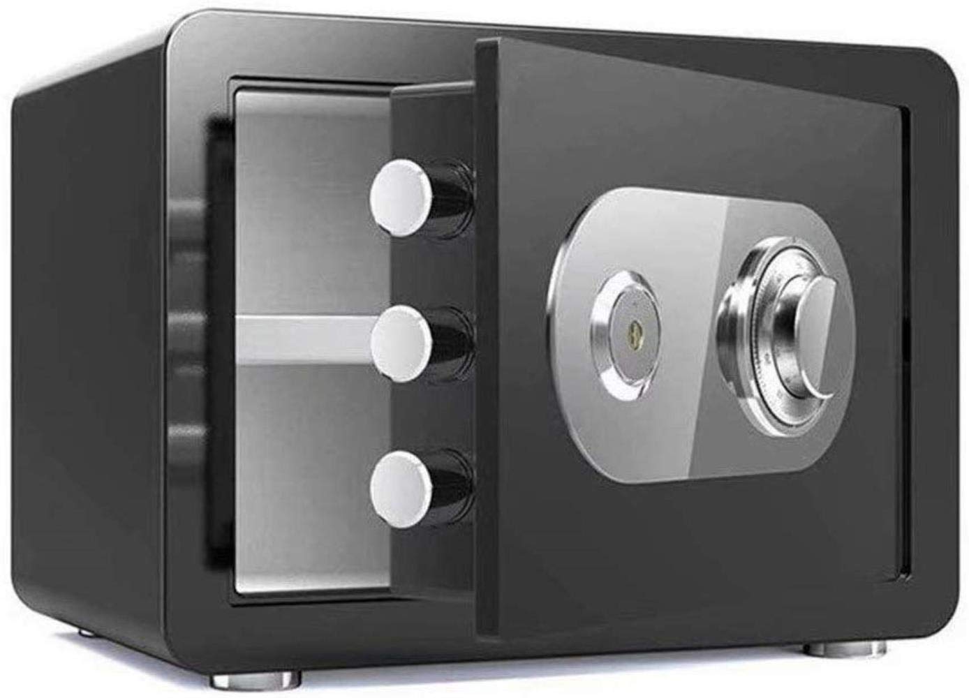 RLKHXBS Cajas Fuertes Cerradura Mecánica Doméstica + Depósito Llaves Bóveda Acero Alta Seguridad Caja Fuerte Electrónica Antirrobo A Prueba De Fuego E Impermeable,Black-38x30x30cm