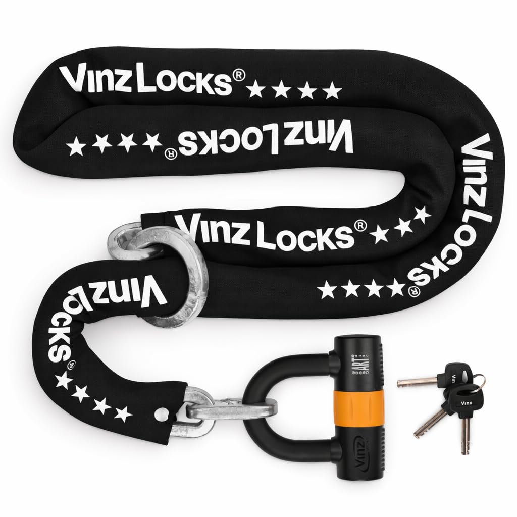 VINZ Trivor Kettenschloss ø11mm | ART 4 Zertifikat | Motorradschloss Kette Mopedschloss | sicheres Motorrad schloss Roller & E-scooter & Panzerschloss | 120-300 cm x (200cm)