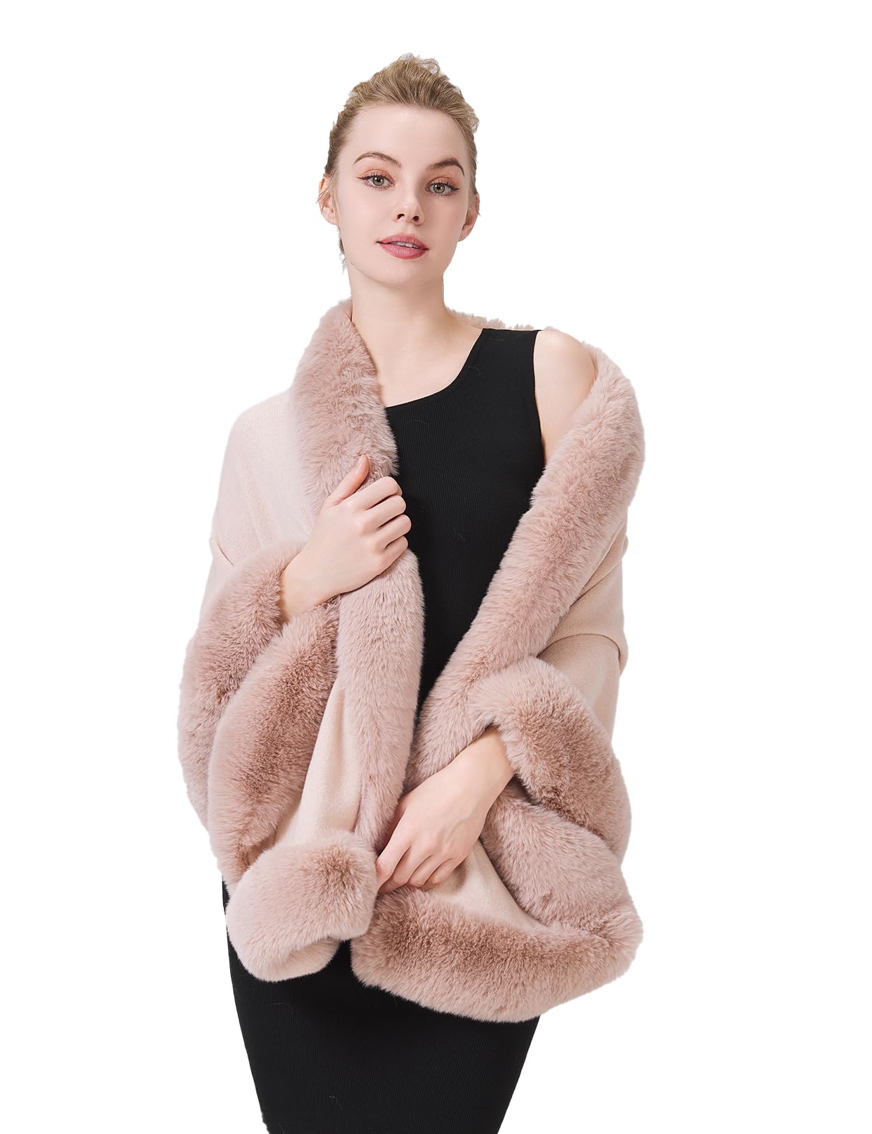 BEAUTELICATE Chal de Pelo Sintético Mujer Bolero Poncho Capa para Invierno Bodas Novia