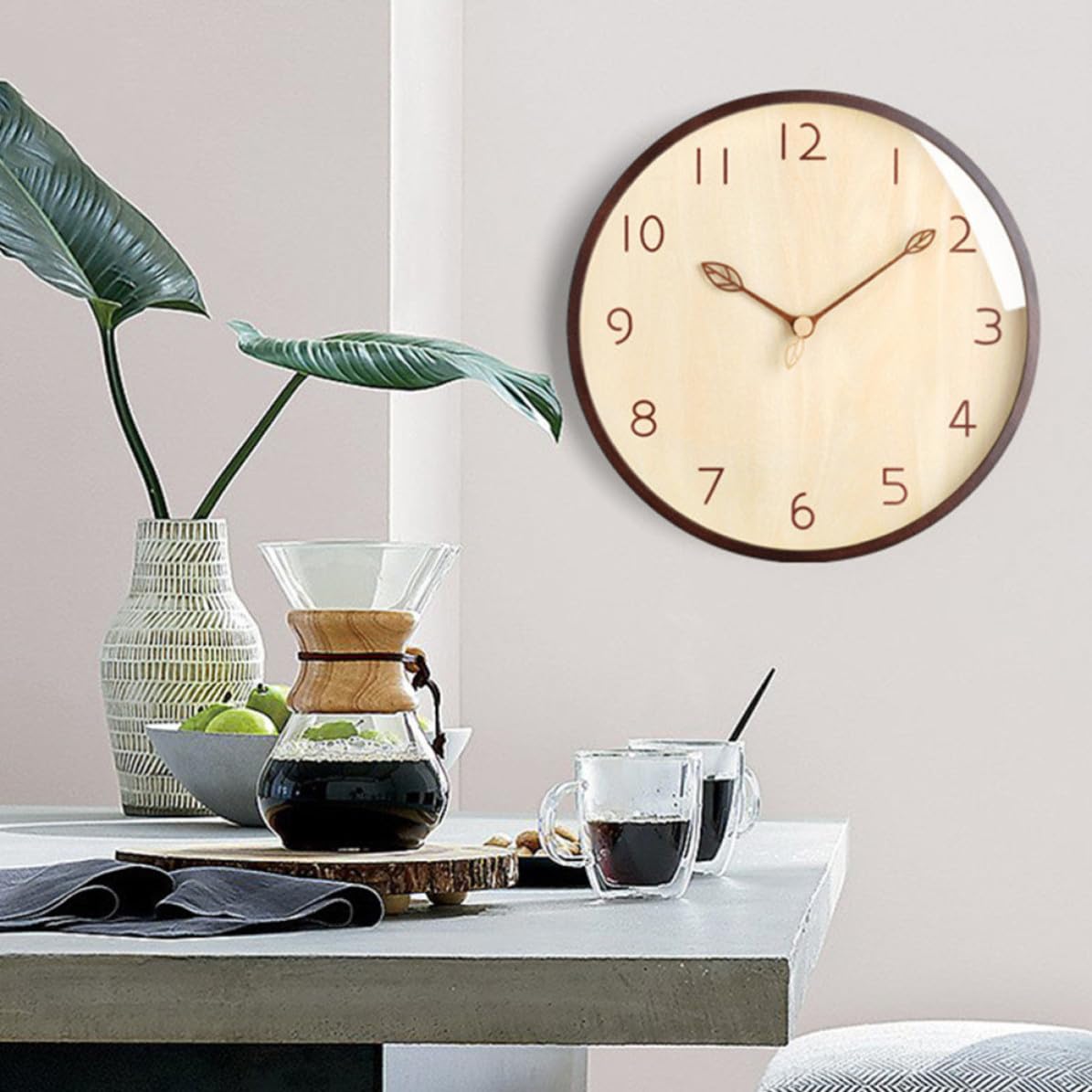 Reloj Decorativo Fácil de Colgar de Madera de Pared Diseño de Rama y Movimiento Silencioso para Sala de Estar o Hotel Moderno