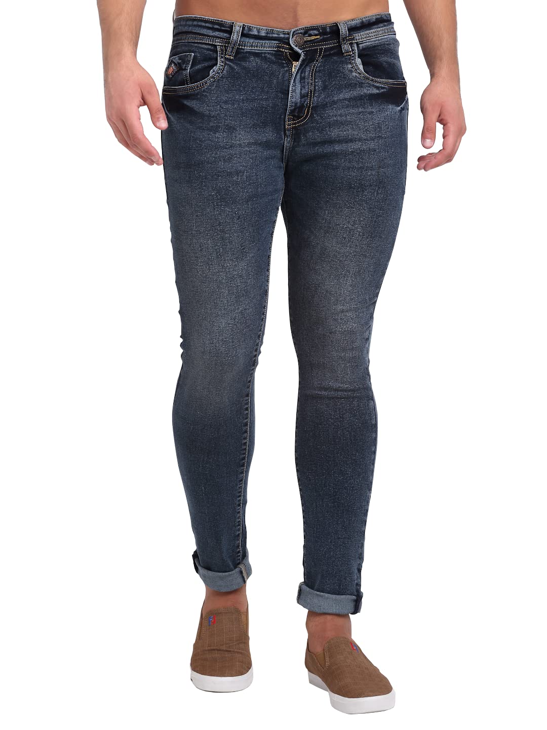 LOUIS STITCH Men's Italian Cloth Denim Mid Rise Super Stretch Butter Comfort Slim Fit Jeans (LSJN)