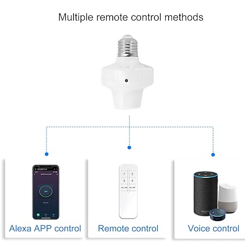 Miniatura 4 de QIACHIP Adaptador de enchufe de luz de control remoto E26 E27, soporte de luz inteligente ZigBee compatible con control de voz Alexa Echo, requiere