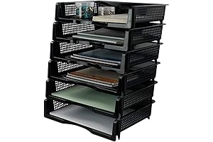 Plastic Letter Trays Stackable - 6 Pack Black Office Stackable Letter Tray