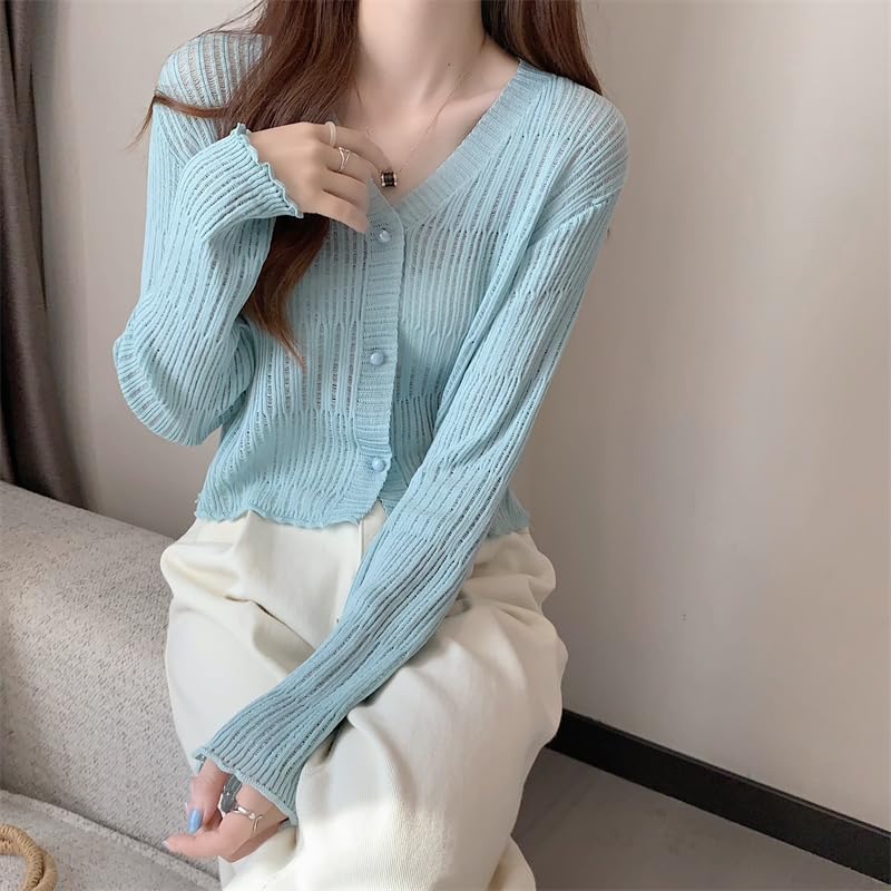 Image of ICW Women's Knitted Ribbed Cardigan Long-Sleeve V-Neck Button-Up Shrug Jacket Top Dn85