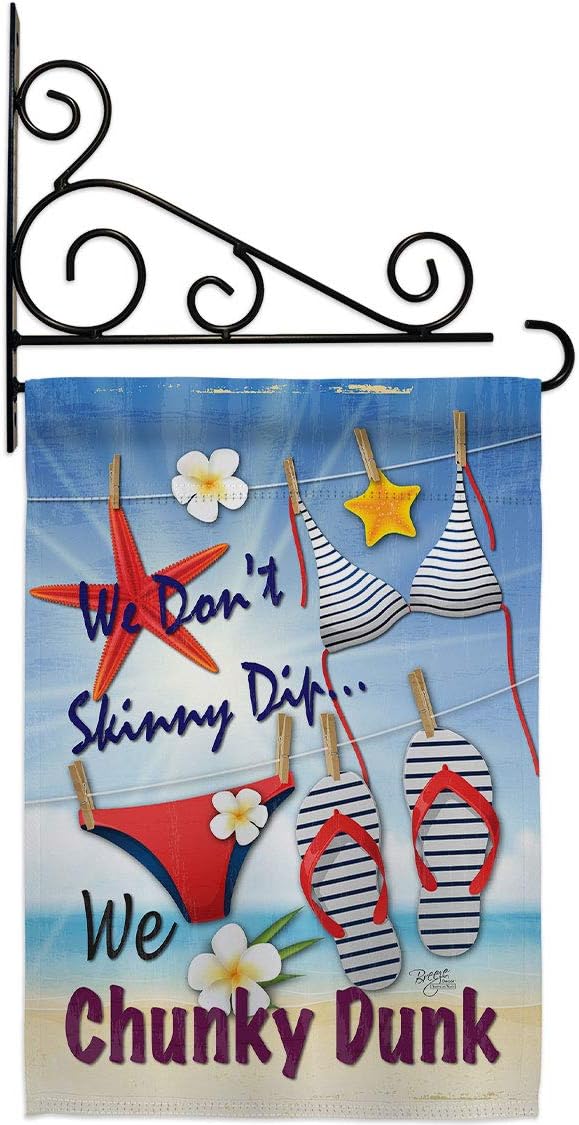 Chunky Dunk Garden Flag Set Wall Holder Coastal Beach Tropical Sea Shells Ocean Sand Outdoor Summer Coral Small Decorative Gift Yard House Banner Made In USA 13 X 18.5