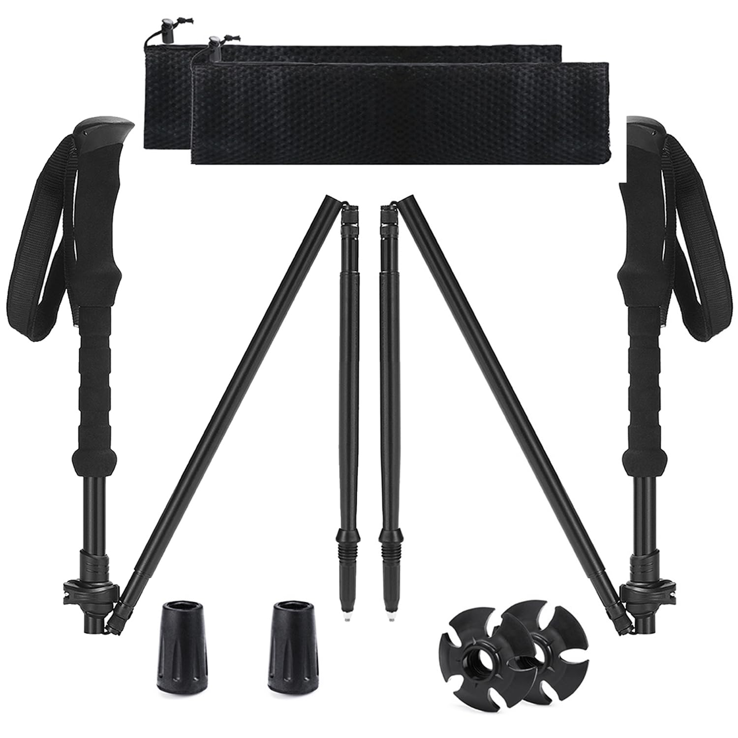 Trekkingstöcke aus 7075 Aluminium, zusammenklappbare Nordic-Walking-Stöcke mit Schnellverschlusssystem zum Wandern und Trekking (2 Stück)