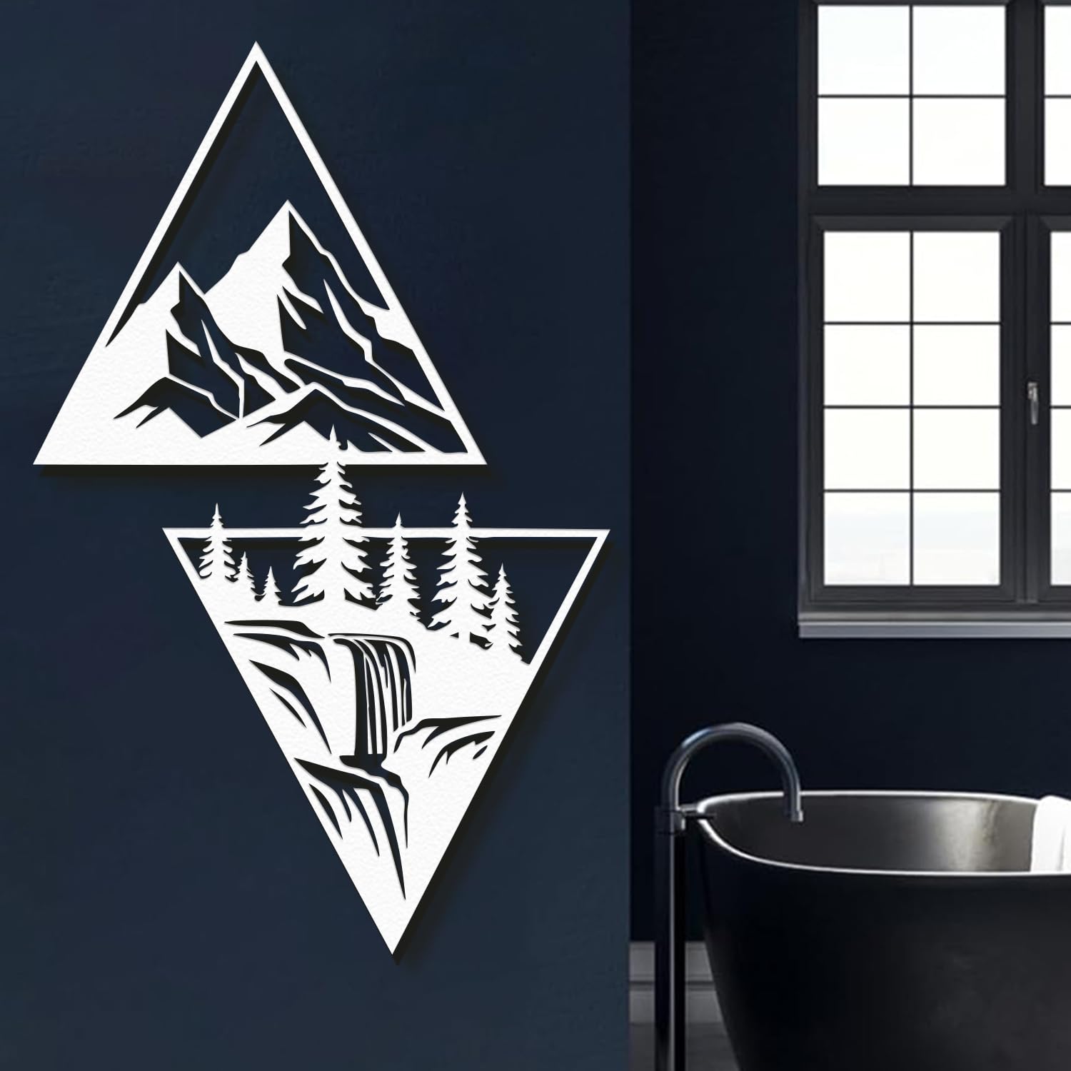 Décoration murale en métal montagne blanche de 47 cm pour salon moderne