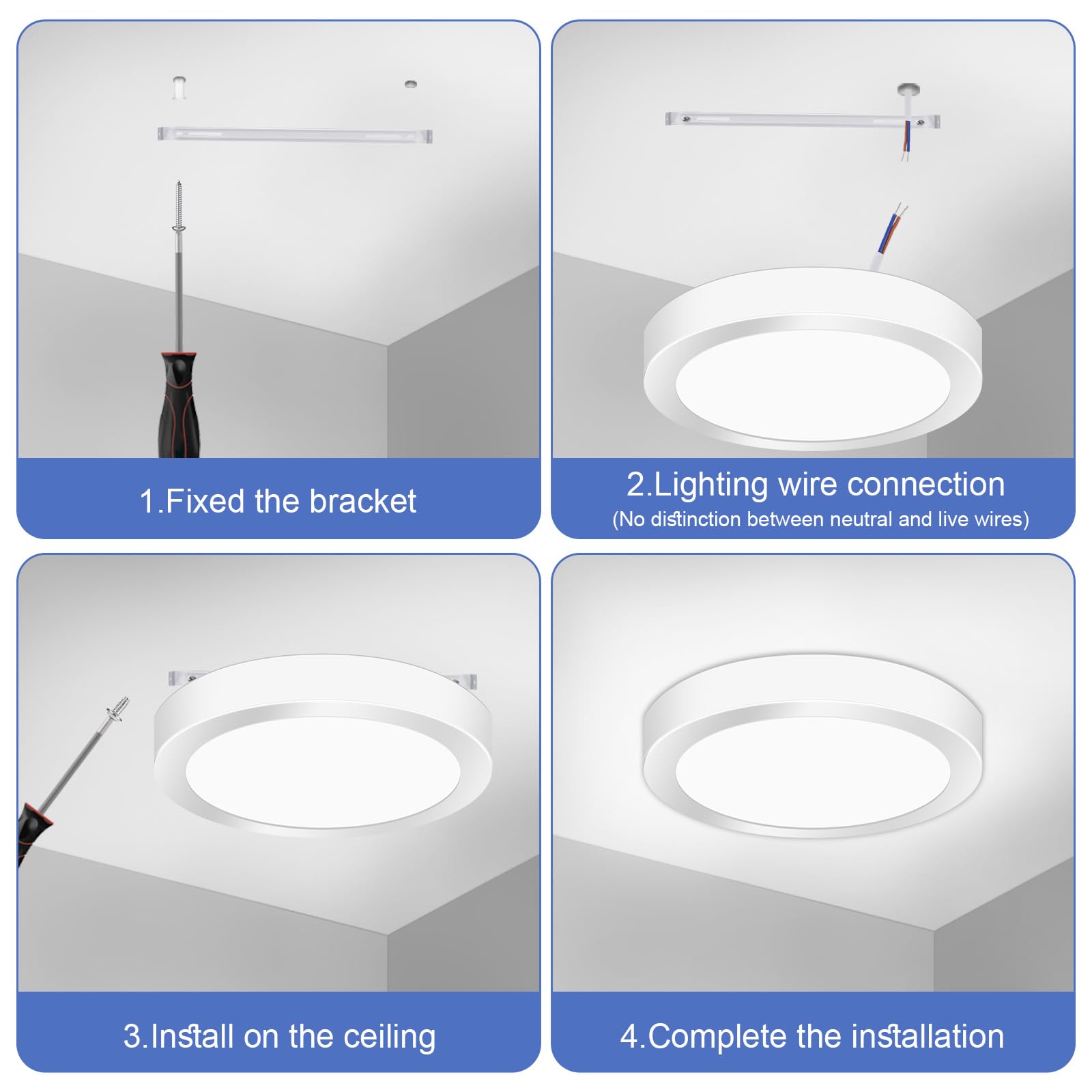 YELANGU LED Ceiling Light Round 12W 6.34" Ultra Flat, 6500K Cool White, Modern Panel Light, Non-Dimmable - Image 3