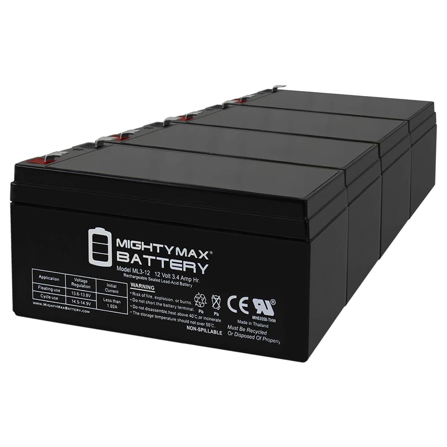 Mighty Max Battery 12V 3AH SLA Replacement Battery for Tempest TR3.2-12 - 4 Pack