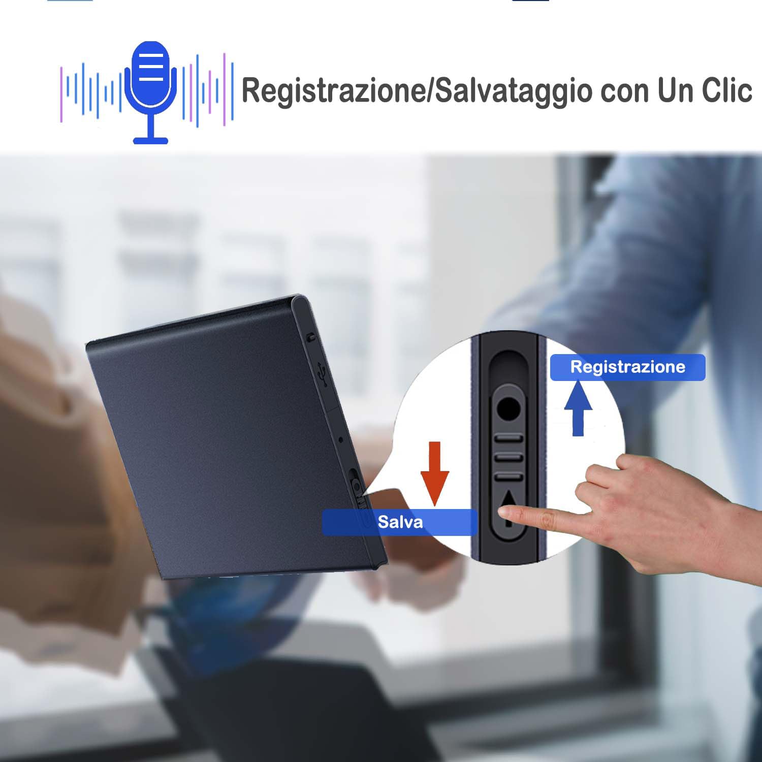 Registratore Vocale, 64GB Mini Registratore Vocale Professionale con Attivazione Vocale, 60 Ore di Registrazione, Registratore Vocale Ricaricabile USB per Riunioni Interviste Lezioni