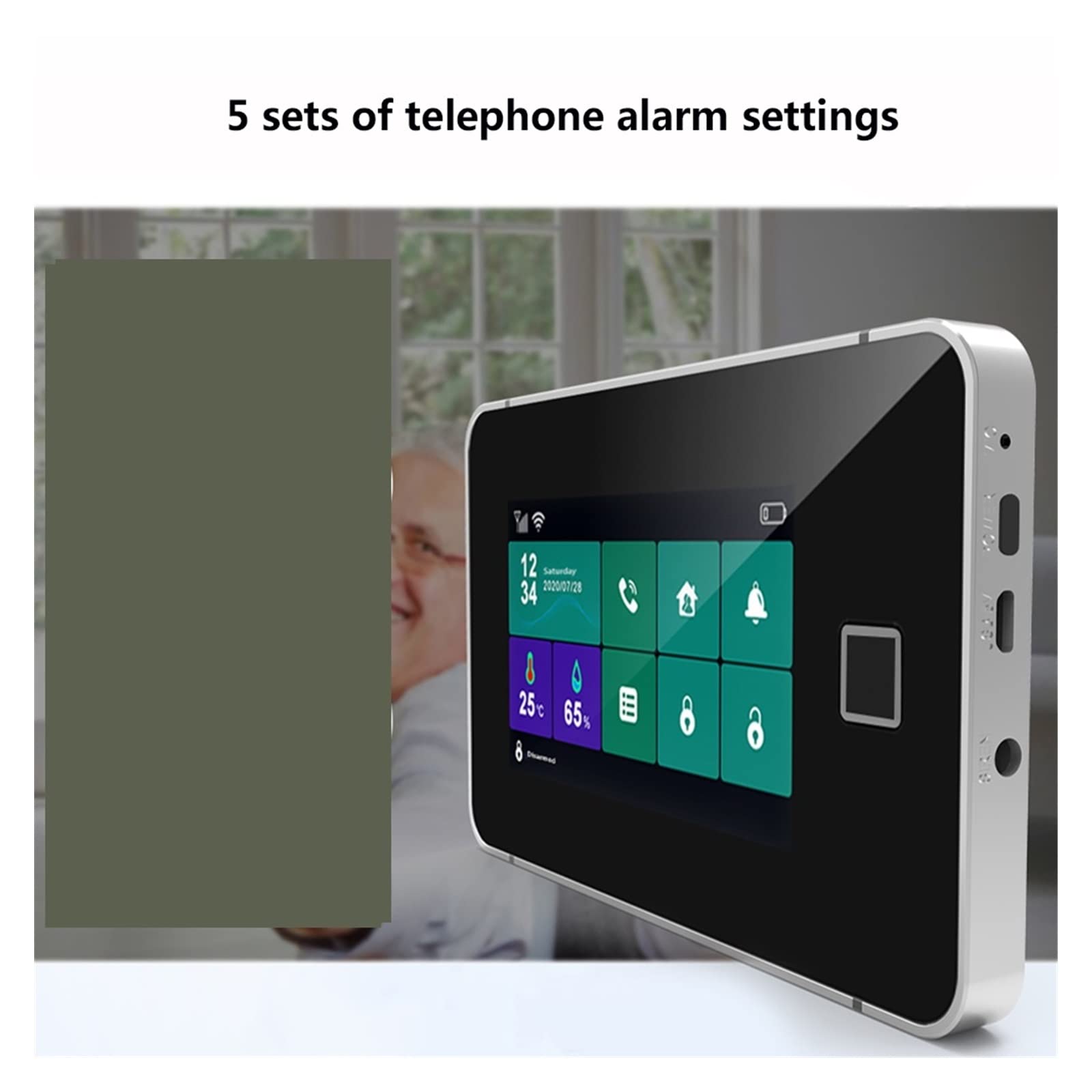Sistema di allarme di sicurezza, G60 Tuya WiFi GSM Sicurezza di temperatura Visualizza app for armamento delle impronte digitali Kit allarme wireless(J)