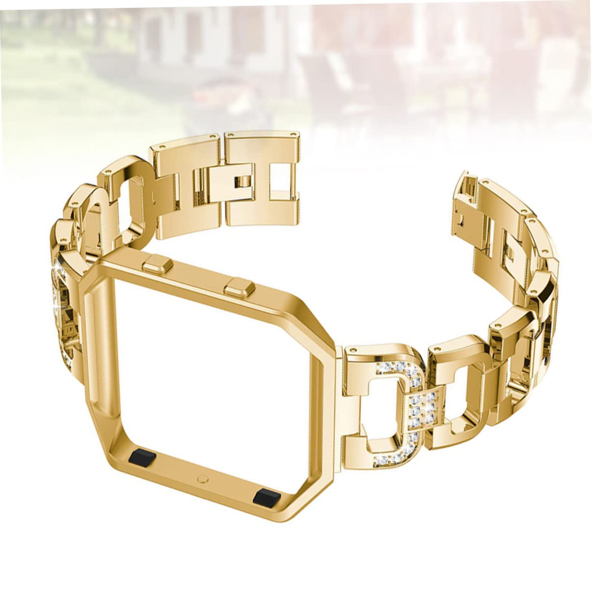 VILLCASE Correa Inoxidable para Rhinestones y Marco de Banda de Repuesto Elegante y Deportiva Compatible con Smartwatch Dorado