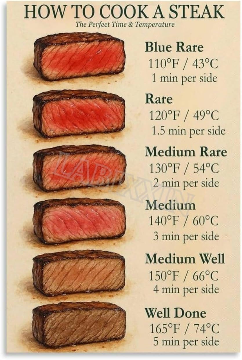 Tableau guide de température des steaks pour réussir la cuisson parfaite à coup sûr