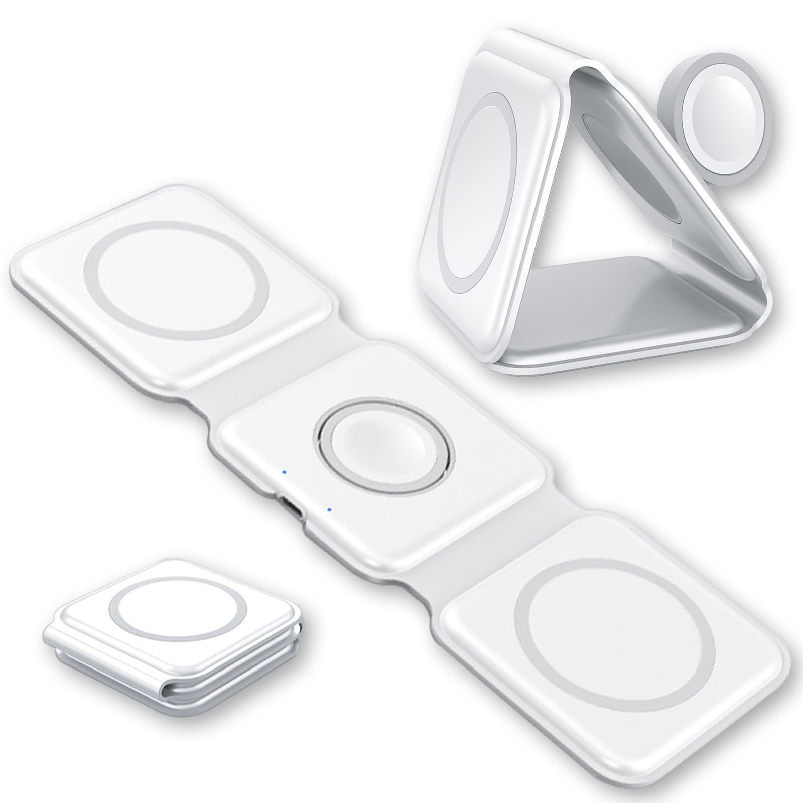 3 in-1 Charging Station for Apple Multiple Devices，Foldable Magnetic Wireless Charger Pad，Travel Charging Station for iPhone15 14 13 12 Series Watch &