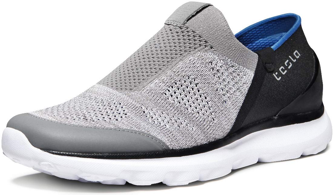TSLA Men's Loafers & Slip-On Shoes, Lightweight Breathable Mesh Walking Shoes, Comfortable Casual Work Sneakers, Flex Oreo & Black, 9