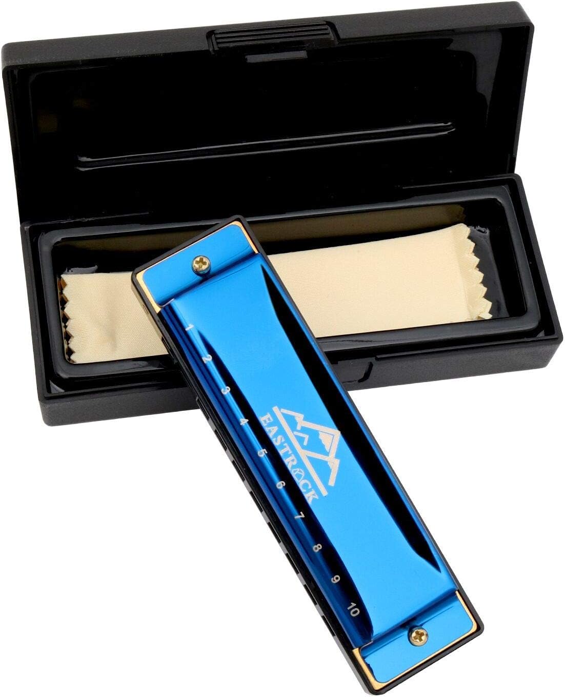 EastRock Blues Harmonica Mouth Organ 10 Hole C Key with Case, Diatonic Harmonica for Professional Player, Beginner, Students gifts, Adult, Friends, Gift
