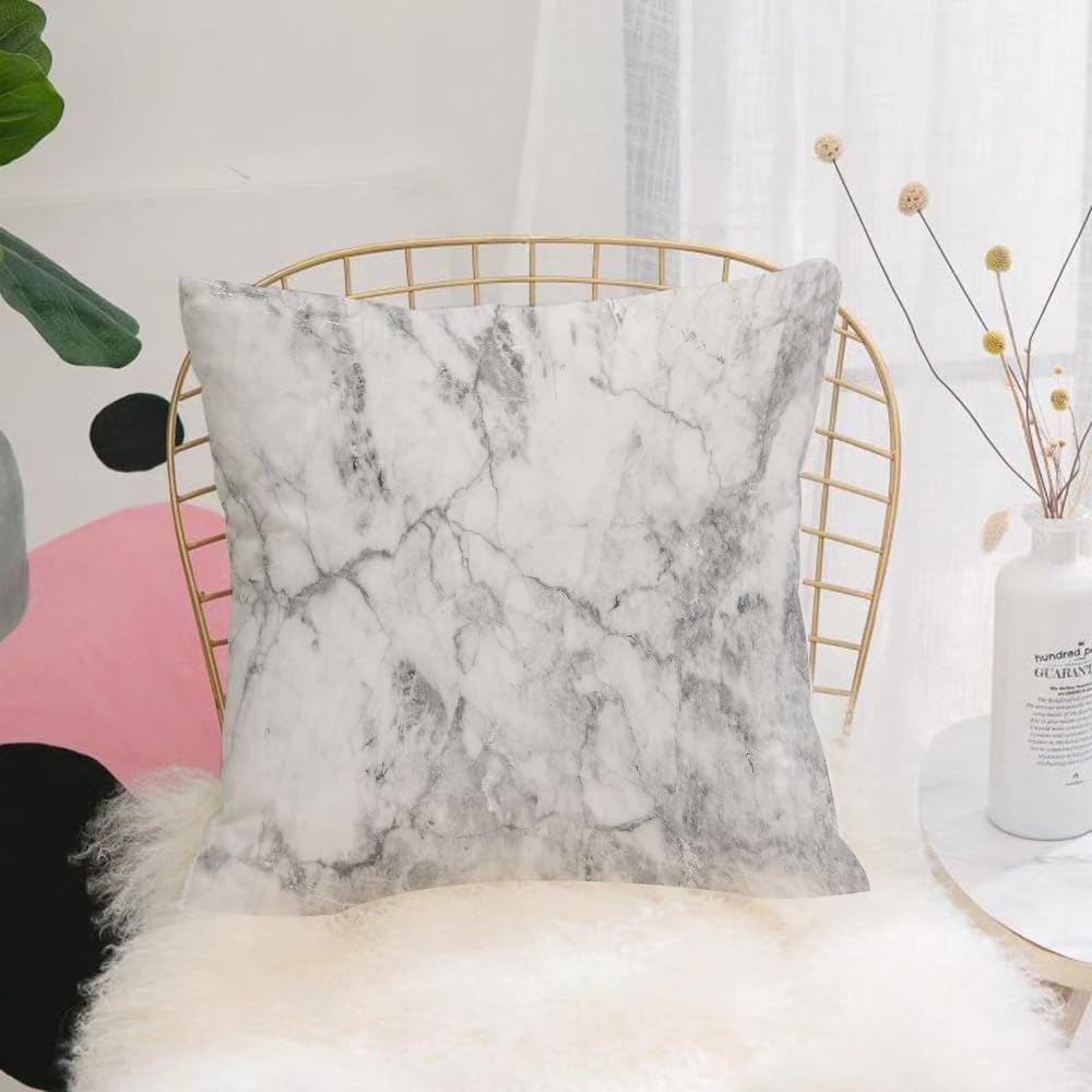 HYMSXW Cushion Cover,Throw Pillow Case Home Decorative for Living Room Bedroom Sofa Chair 20X20 Inch,Closeup surface marble wall texture background in black and white tone,Pillowcase 50X50cm
