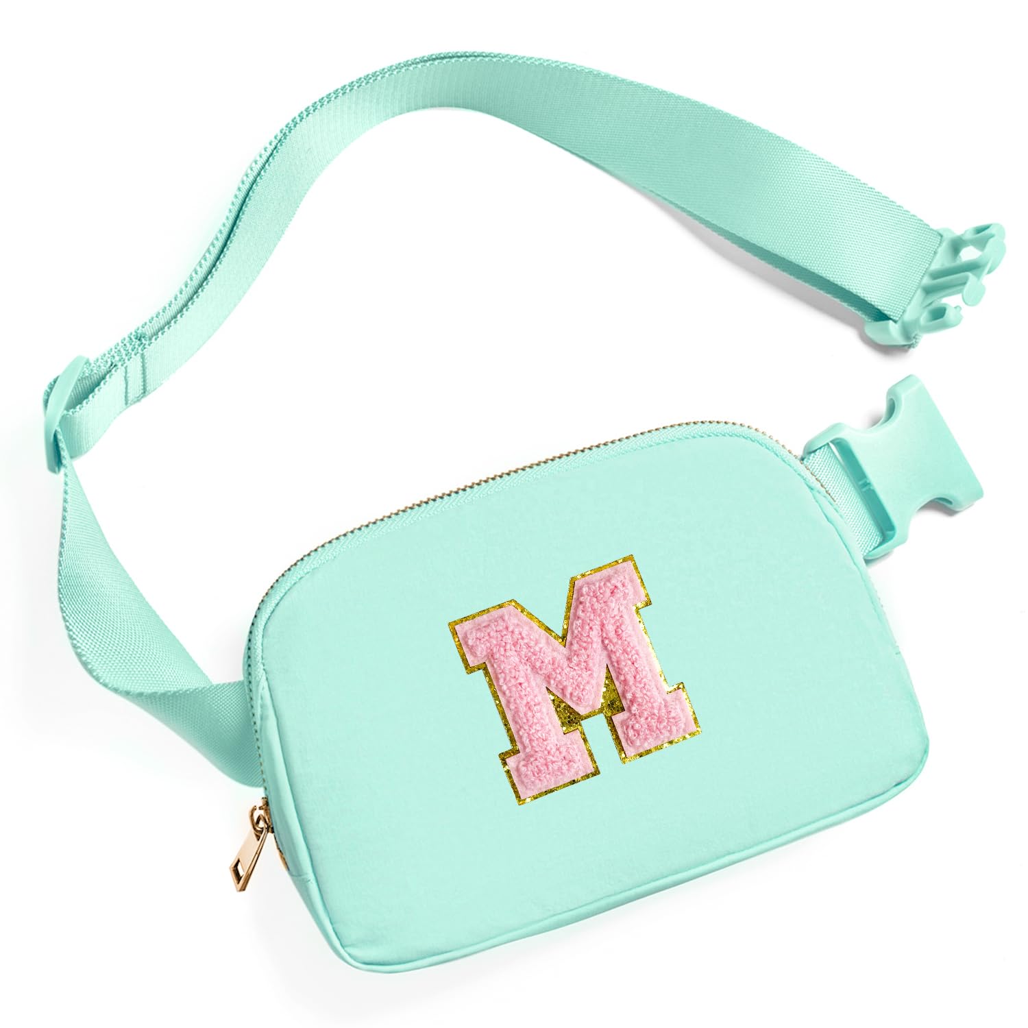 Gitus Gifts for 7 8 9 10 11 Year Old Girls Belt Bag Fanny Pack Crossbody Bags with Initial Letter Patch Birthday Gifts for Daughter Sister Friends Teen girls (Mint Green-M)