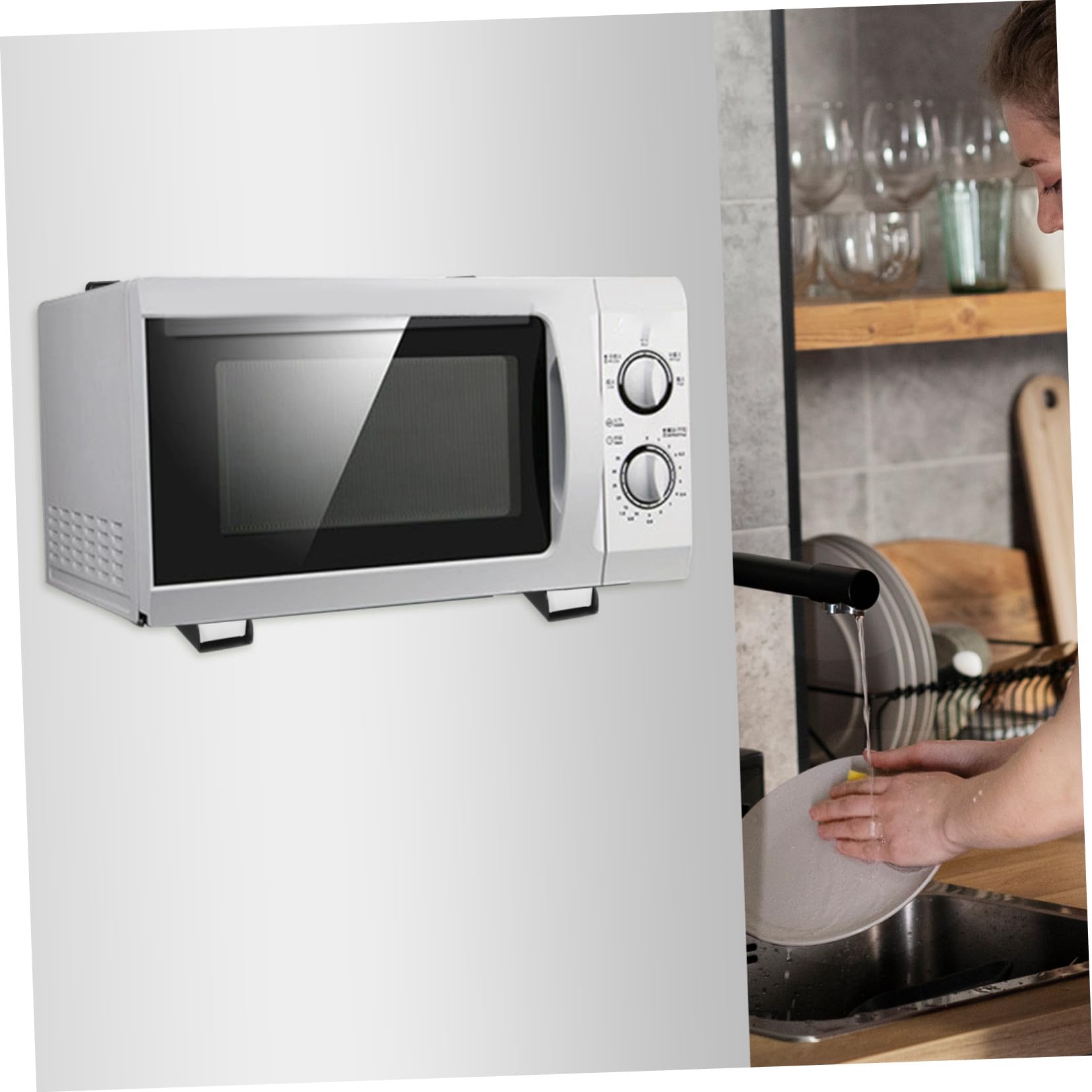 Soporte Ajustable para Microondas de Acero Inoxidable Resistente Estantería de Pared para Cocina Ahorra Espacio Montaje Fácil y Adaptable para Varios de Horno Microondas