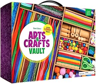 Arts and Crafts Vault - 1000+ Piece Craft Kit Library in a Box for Kids Ages 4 5 6 7 8 9 10 11 & 12 Year Old Girls & Boys - Crafting Supply Set Kits - Gift Ideas for Preschool Kids Project Activity