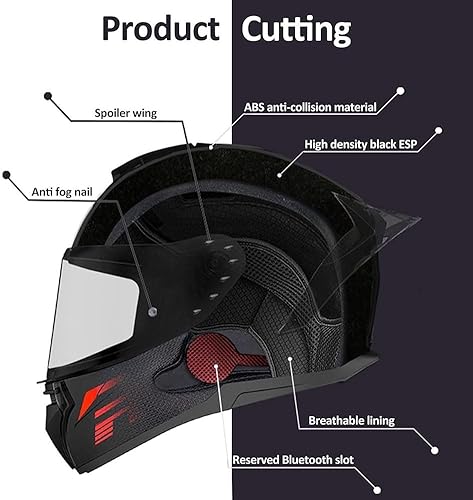 Miniatura 2 de Cascos para motos con Bluetooth aprobados por DOT, viseras abatibles, casco integrado de motocicleta para adultos, altavoz dual integrado, para