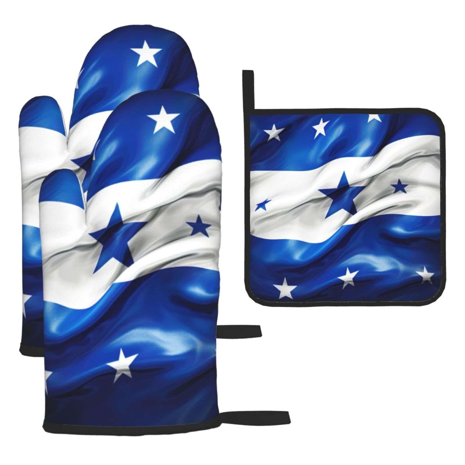 Honduras Flag Print Oven Kitchen Gloves For Baking Outdoor Grilling Home Use Mitts Microwaving Bbq
