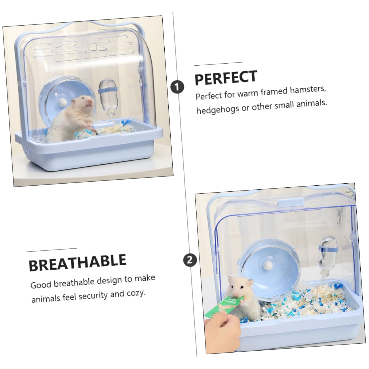 Kleintiertransportbox aus Kunststoff, Tragbarer Hamsterkäfig Blau