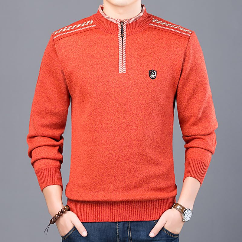 Men's Half Zipper Knitted Stand up Collar Fashionable Long Sleeved Base Sweater top for Autumn and Winter2