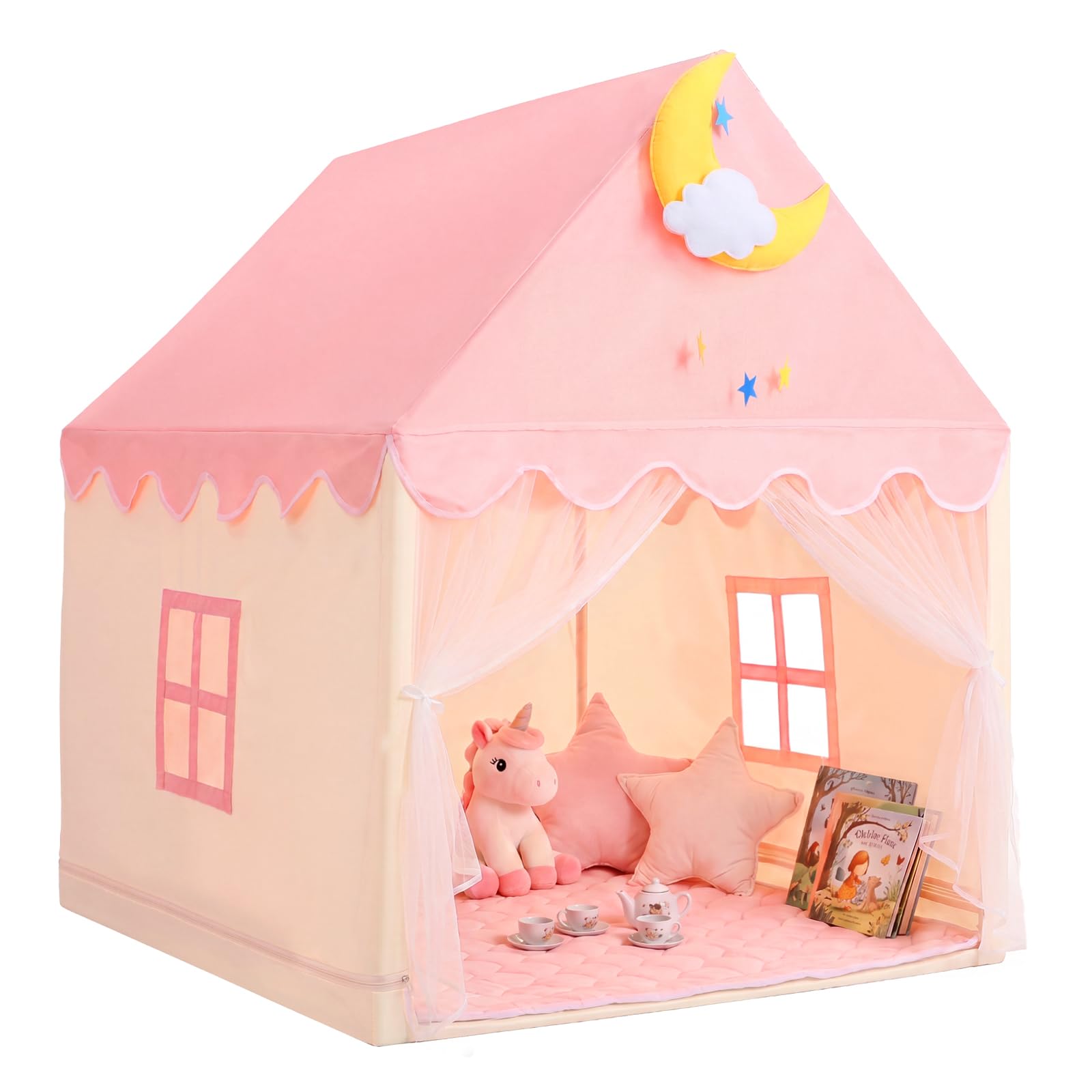 Photo 1 of GeeSound Kids Princess Tent with Mat - Pink Mesh Playhouse