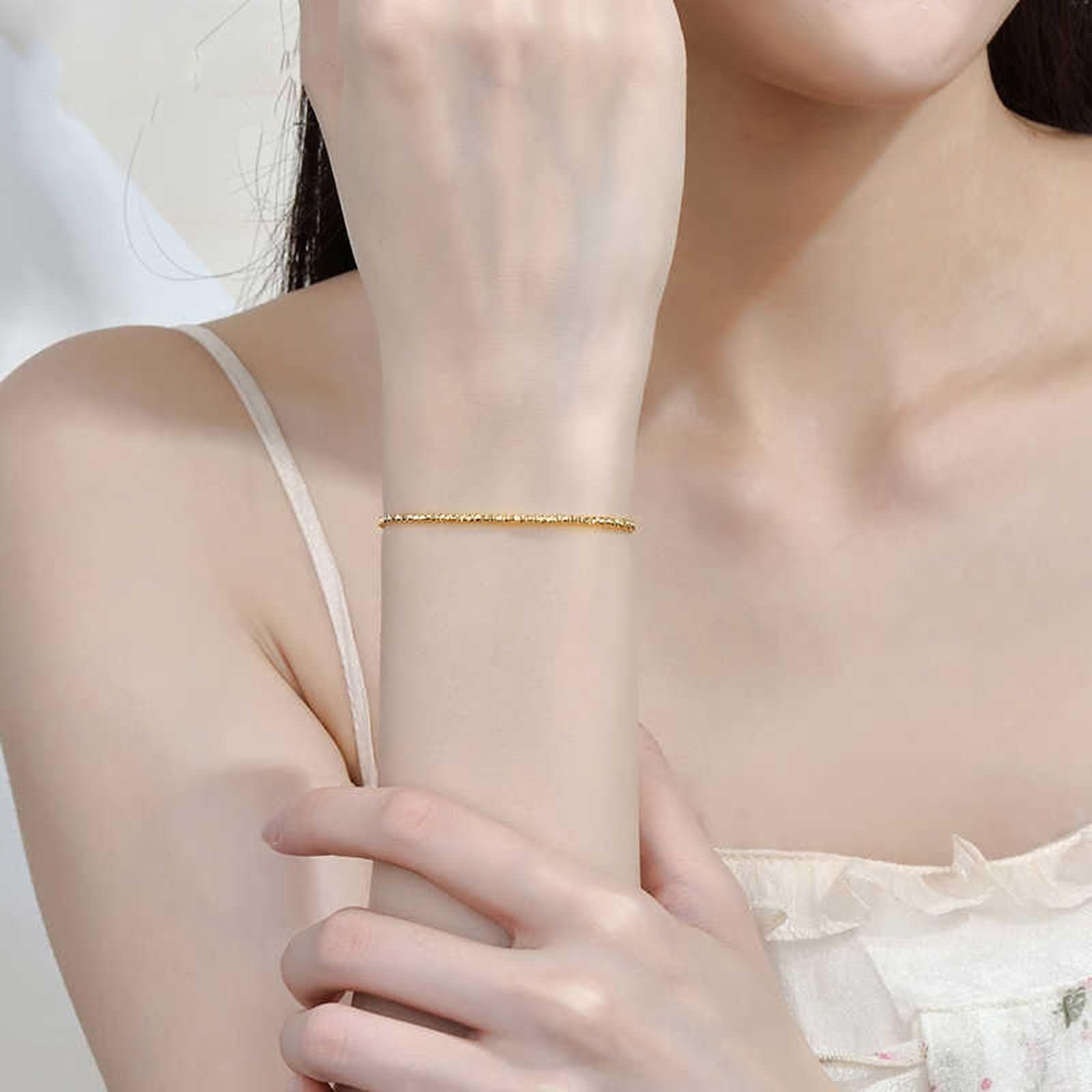 Bracciale Donnatti Oro 9 K / 14 K / 18 K 750, Catena a Perline da 1,8 MM, Regolabile 16 CM + 5 CM, Bracciali Catena Donna Oro