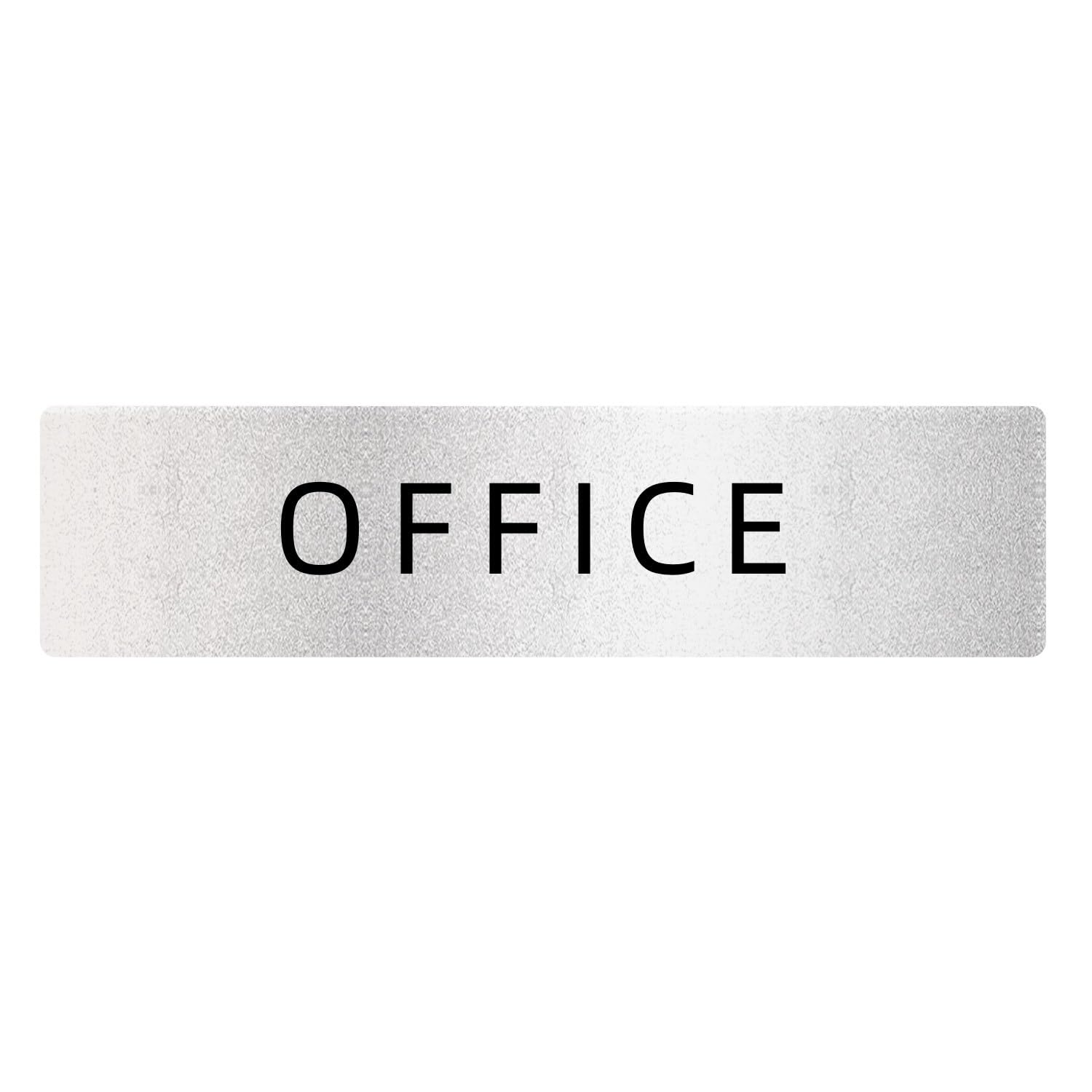 OFFICE ドアプレート オフィス 室名札 事務所 サインプレート（両面テープと磁石付き）2㎜厚 16×4㎝ アクリル製 軽量 耐水 耐候 グレー 銀 シール式 (1枚入り ヨコ型)