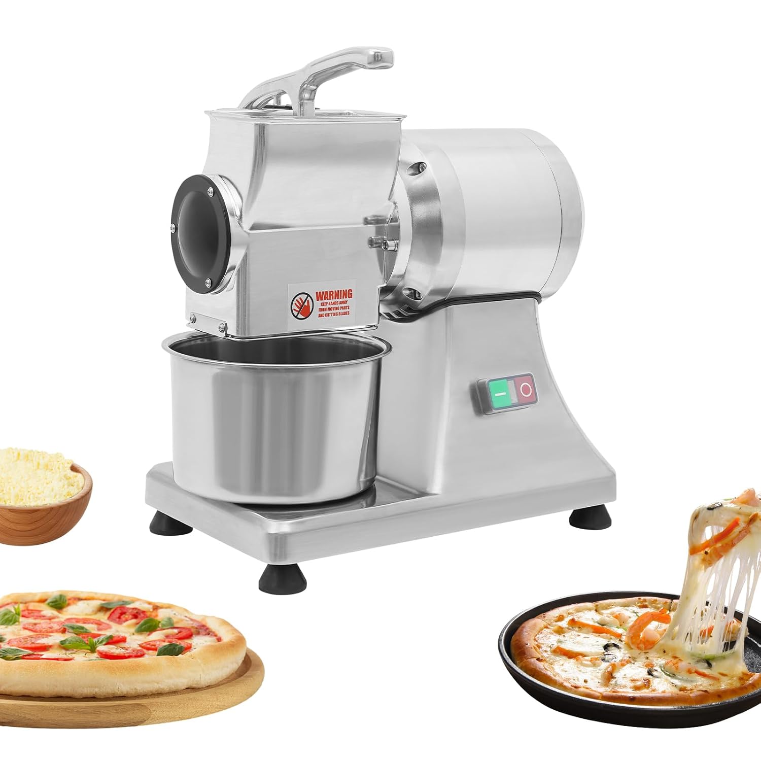 Electric Cheese Grater for Block Cheese 550W Heavy Duty Food Shredder Commercial Cheese Shredder W Safety Shield Bucket