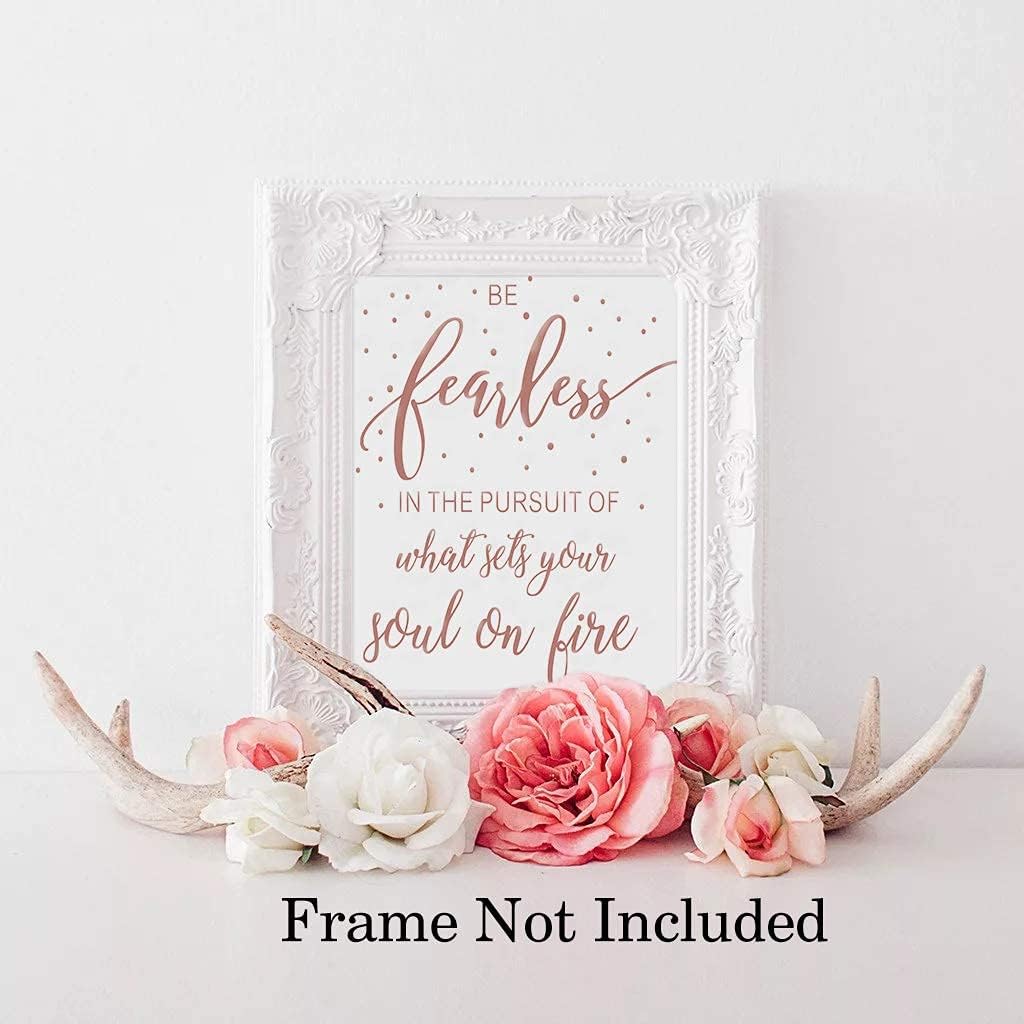 She Believe She Could So She Did-Be Fearless in The Pursuit of What Sets Your Soul On Fire with Polka Dot Rose Gold Foil Print,Inspirational Quote Cardstock Art Print (Set of Two,8x10 inch,UNFRAMED)
