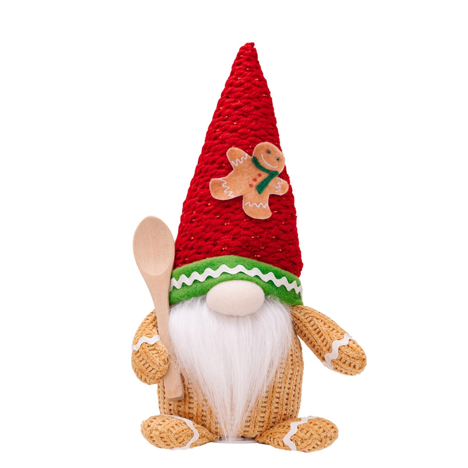 Tsophreniq Portable Standing Gingerbreads Holiday Ornament Decorative Gnomes Figurine Pieces for with Spoon