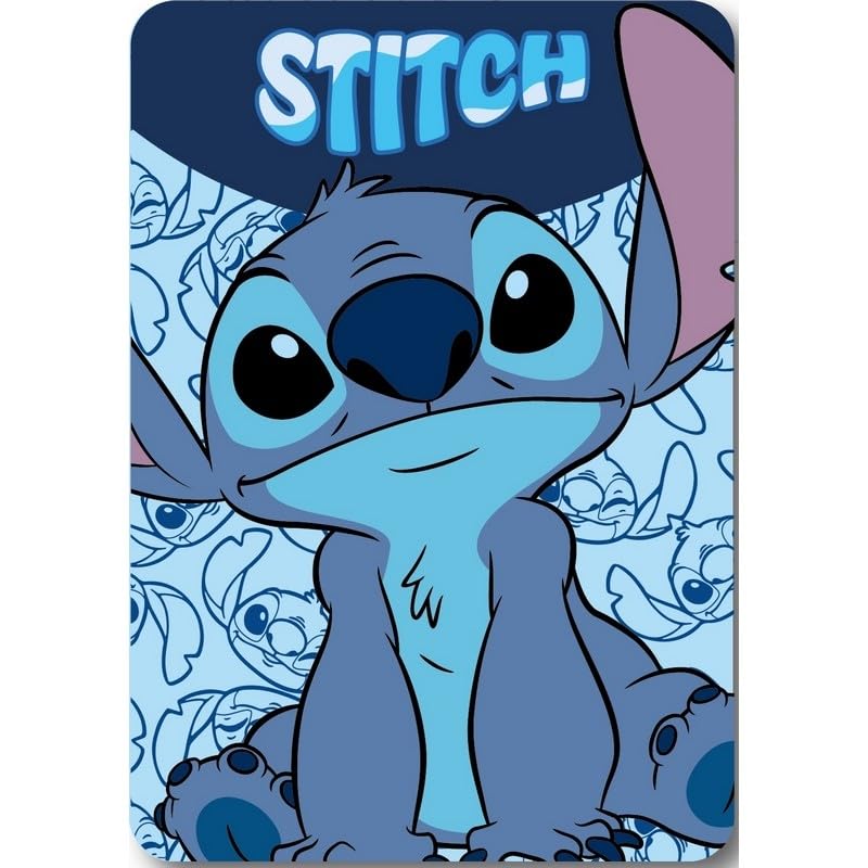 ILS I LOVE SHOPPING Manta de sofá suave y cálida de 100 x 140 cm, para cama individual para niños, con estampado STITCH