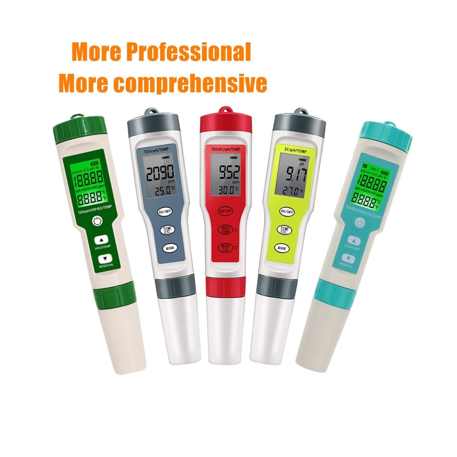 Kit per l'analisi dell'Acqua, Misuratore di PH 4/5 in 1 TDS EC ORP Salinità S. G Temperatura con retroilluminazione Monitor Digitale della qualità Acqua Tester for Acquario(4 in 1 PH Meter)