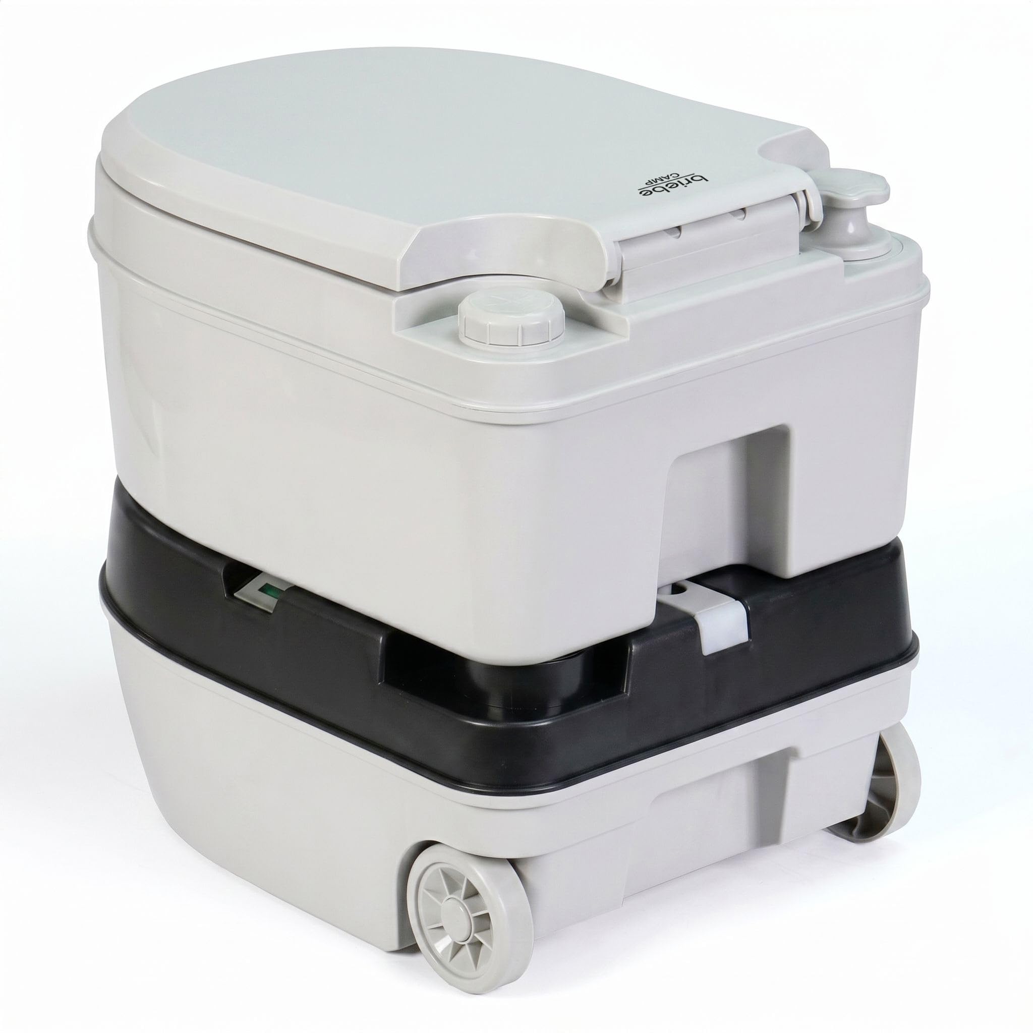 briebe Camp WC Inodoro Portátil Químico con Ruedas Adultos Potty 24L Camping, Camper, Auto Caravana, Water con Cisterna Descarga Agua 20L, Válvula Drenaje sin Fugas, Fácil Limpiar y Vaciar WC1196G