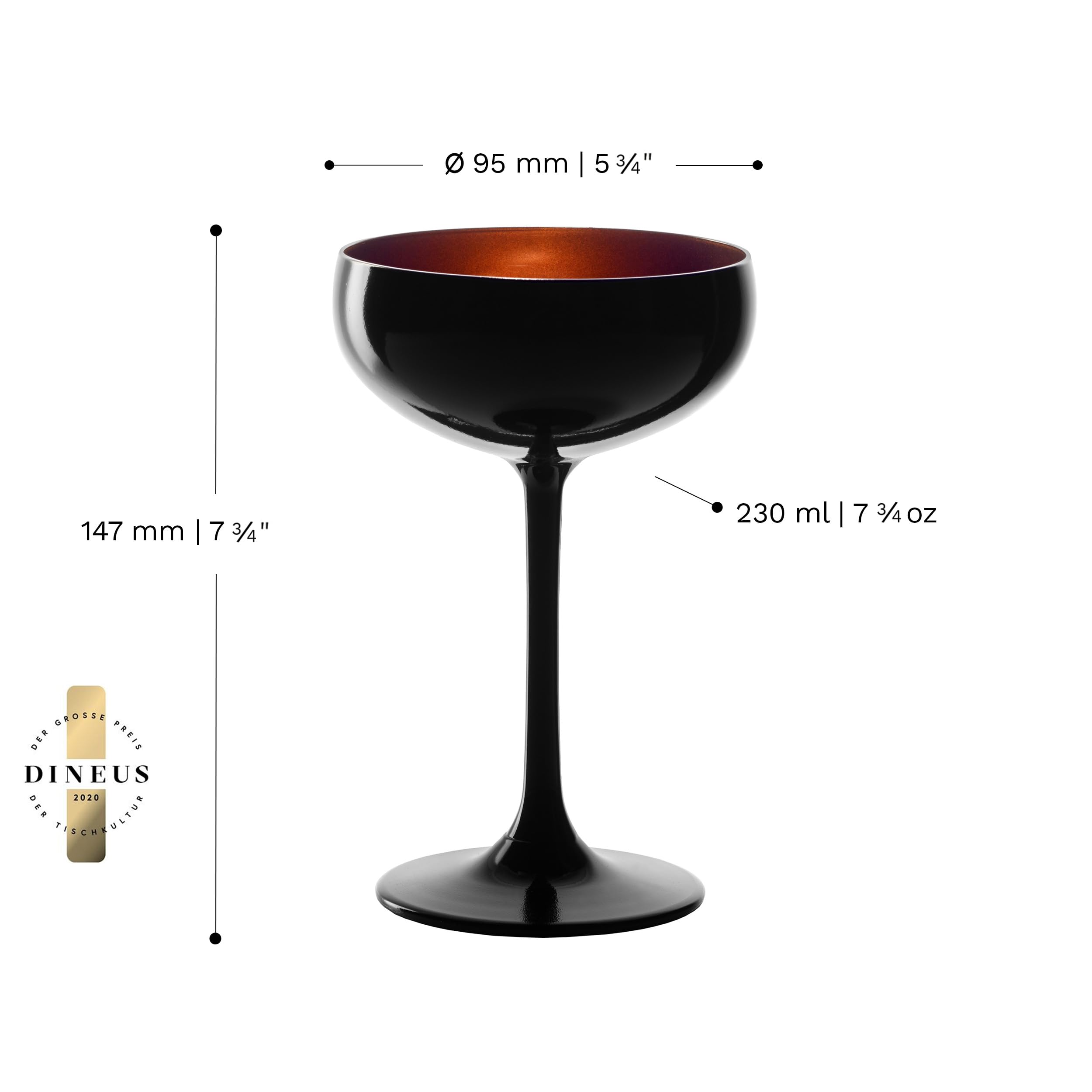 Stölzle Lausitz Coupes à Champagne Elements Noir/Bronze 6x230 ml – Verres Élégants en Cristal Sans Plomb – Idéals pour Champagne Prosecco et Cocktails – Résistants au Lave-Vaisselle et aux Chocs
