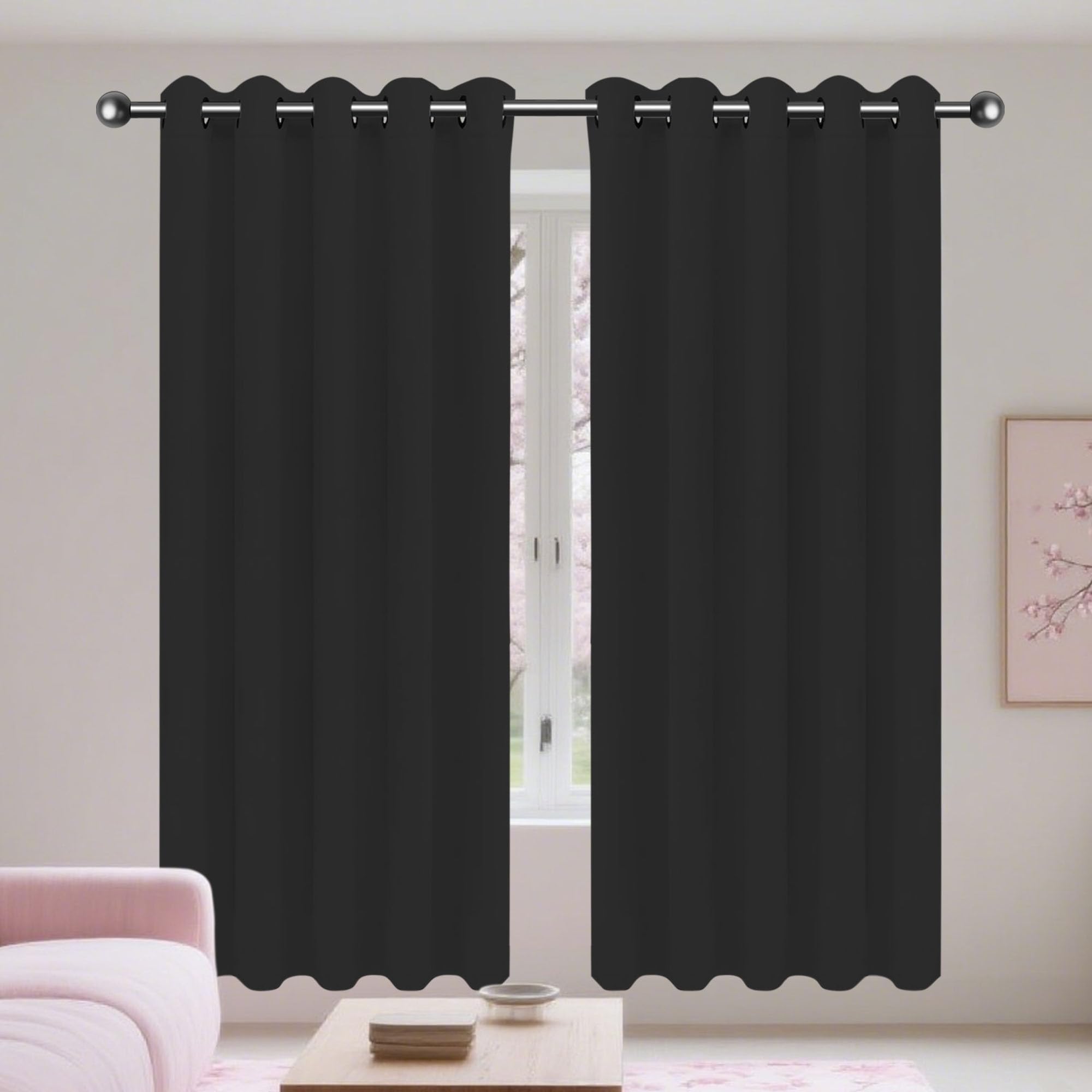 Rideau occultant thermique pour salon et chambre adulte anti chaleur noir