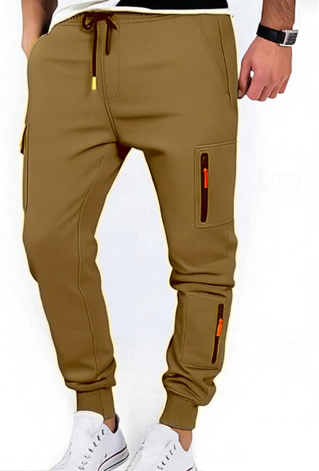 Cargo Sweatpants for Men Casual Baggy Jogger Pants with Tactical Pockets Drawstring Workout Gym Athletic Trousers