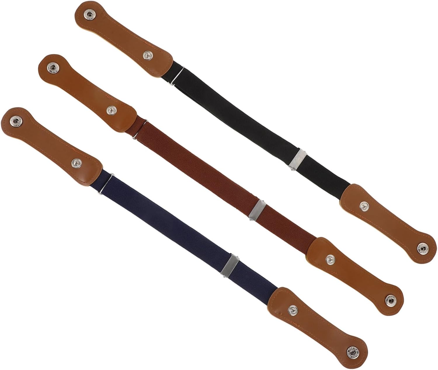 Fashion Design Boys and Girls Girls Stretch Belts 3 Pack Black Navy Blue Light Brown for Jeans Dresses Casual